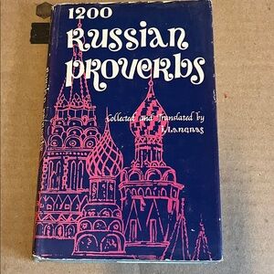 1200 Russian Proverbs Hardcover Book - Blue & Pink Cover 1960 Original DJ